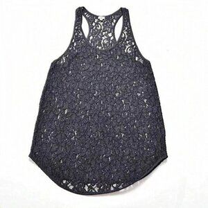 Aritzia Wilfred Madeline Grey Sheer Lace Floral Racerback Tank‎ Top Size XS